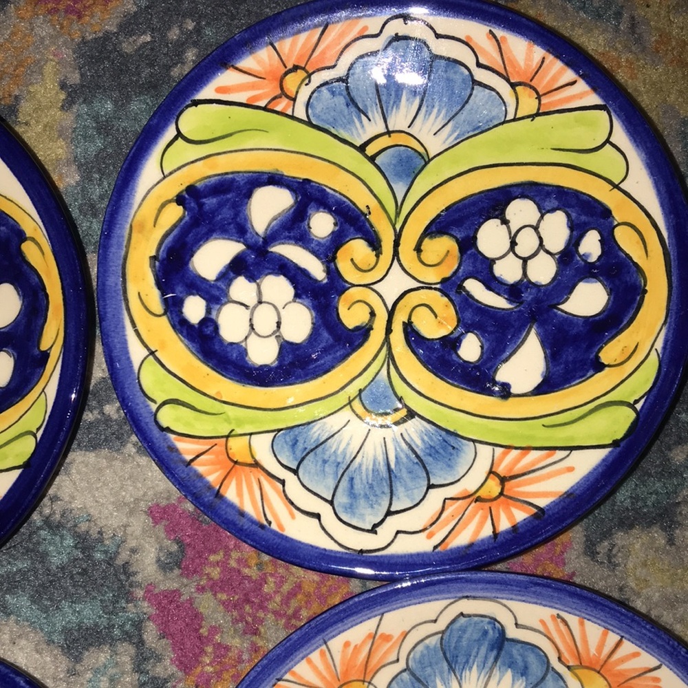 New Talavera Floral Dessert Plates- set of 4 - Picture 5 of 9